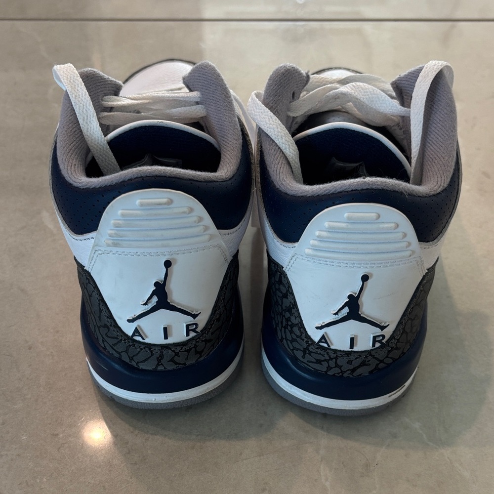 Nike Air Jordan 3 Retro Sneakers White/Midnight Navy 7Y - Picture 8 of 11